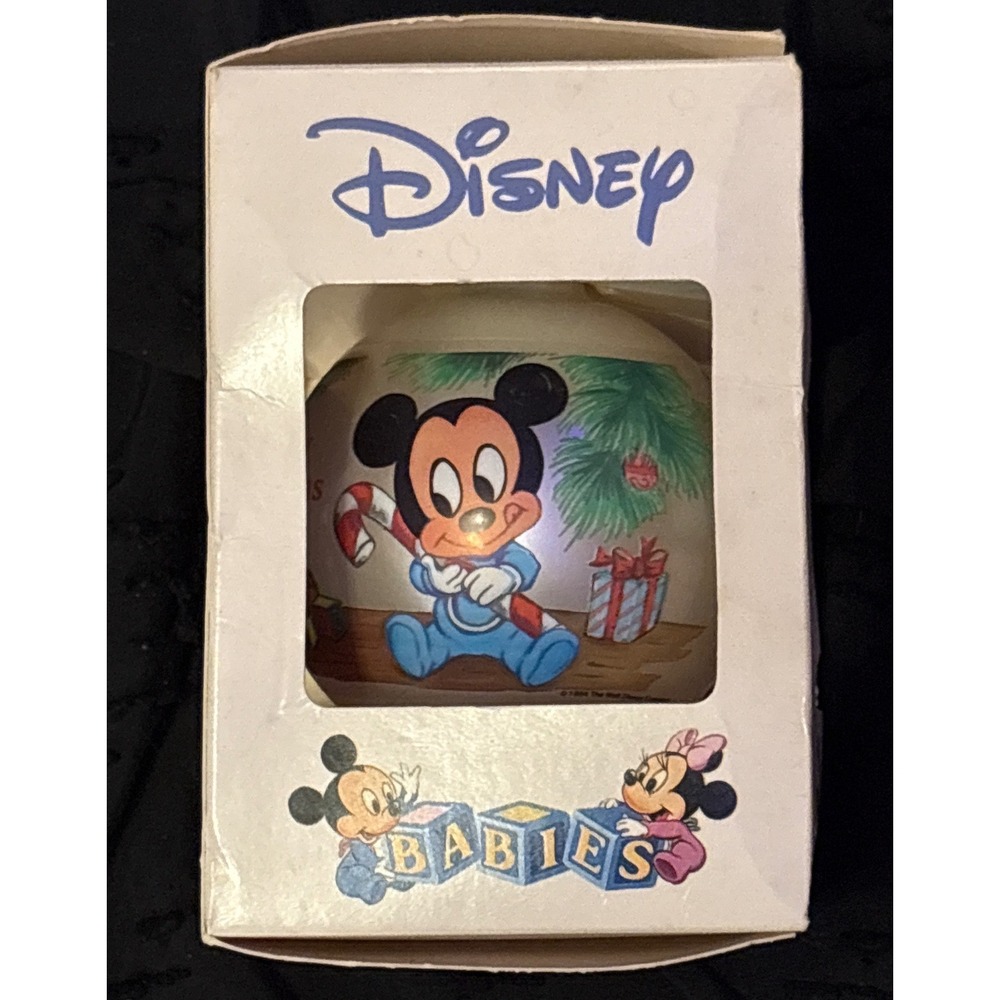 1984 Disney Babies Mickey & Minnie Porcelain Christmas Ornament w/ Box Goebel‎